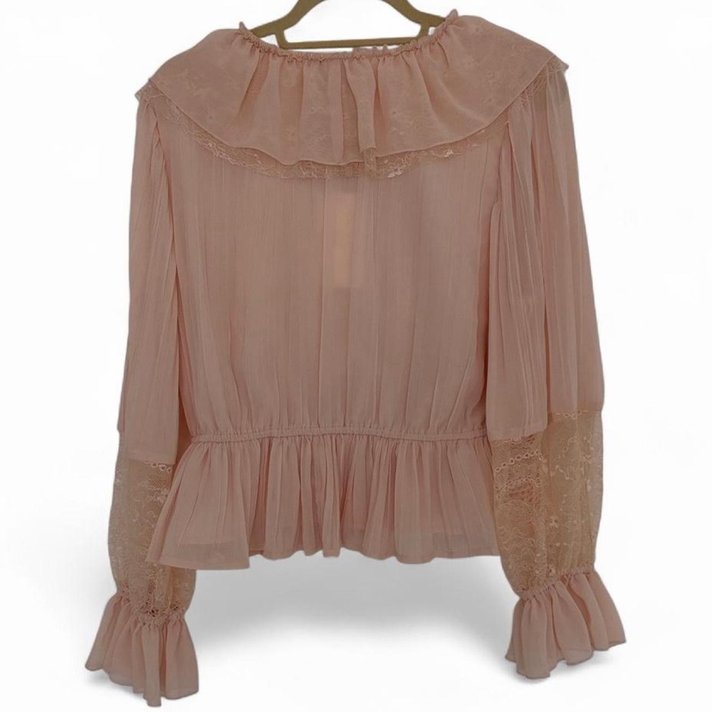 Caroline Constas Peach Cream Ruffle Lace Blouse L NWT - Picture 4 of 10